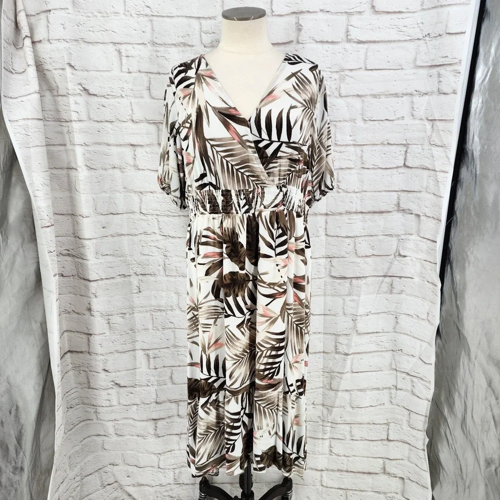 Old Navy Midi Dress Tropical Hawaiian Vacation Boho‎ Cruise High Low Floral XL